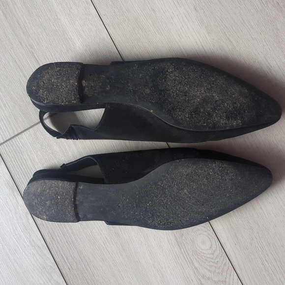 EVERLANE Black Suede Slingback Pointed Toe Slip On Flats Shoes Size 7 - Picture 4 of 4